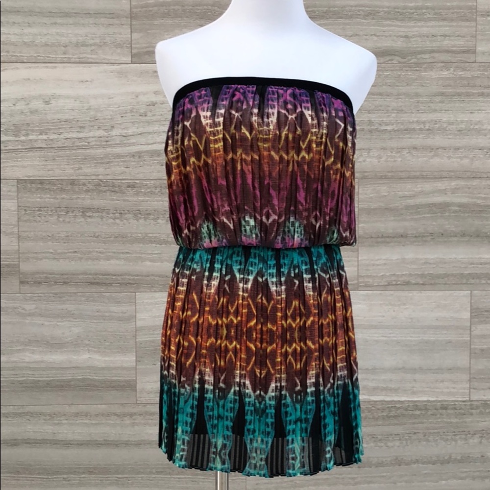 BCBG BNWT Strapless Multi Tribal Print Dress XXS